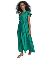 Calvin Klein Women's Split-Neck Tiered Maxi Dress