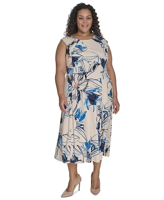 Calvin Klein Plus Size Asymmetric-Accent Midi Dress