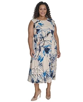 Calvin Klein Plus Size Asymmetric-Accent Midi Dress