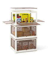 3-Piece Stackable Organizer Bins with Lids – Easy Access Storage with 5 Opening Styles for Home or Office