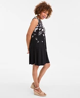Style & Co Petite Placed-Floral Sleeveless Flip Flop Dress, Exclusively at Macy's