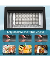 Cowsar Commercial Ice Maker Machine,Moon-Shaped Ice,100lbs/24H Under Counter ice Machine,Freestanding Ice Maker,Ice Thickness Control,Stainless Steel