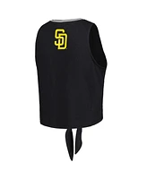 The Wild Collective Women's Black San Diego Padres Twisted Tie Front Tank Top
