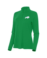 Antigua Women's Kelly Green Buffalo Bills St. Patrick's Day Intent Quarter-Zip Performance Top