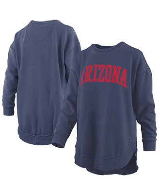 Pressbox Women's Navy Arizona Wildcats Melange Poncho Vintage Fleece Long Sleeve Pullover Sweatshirt