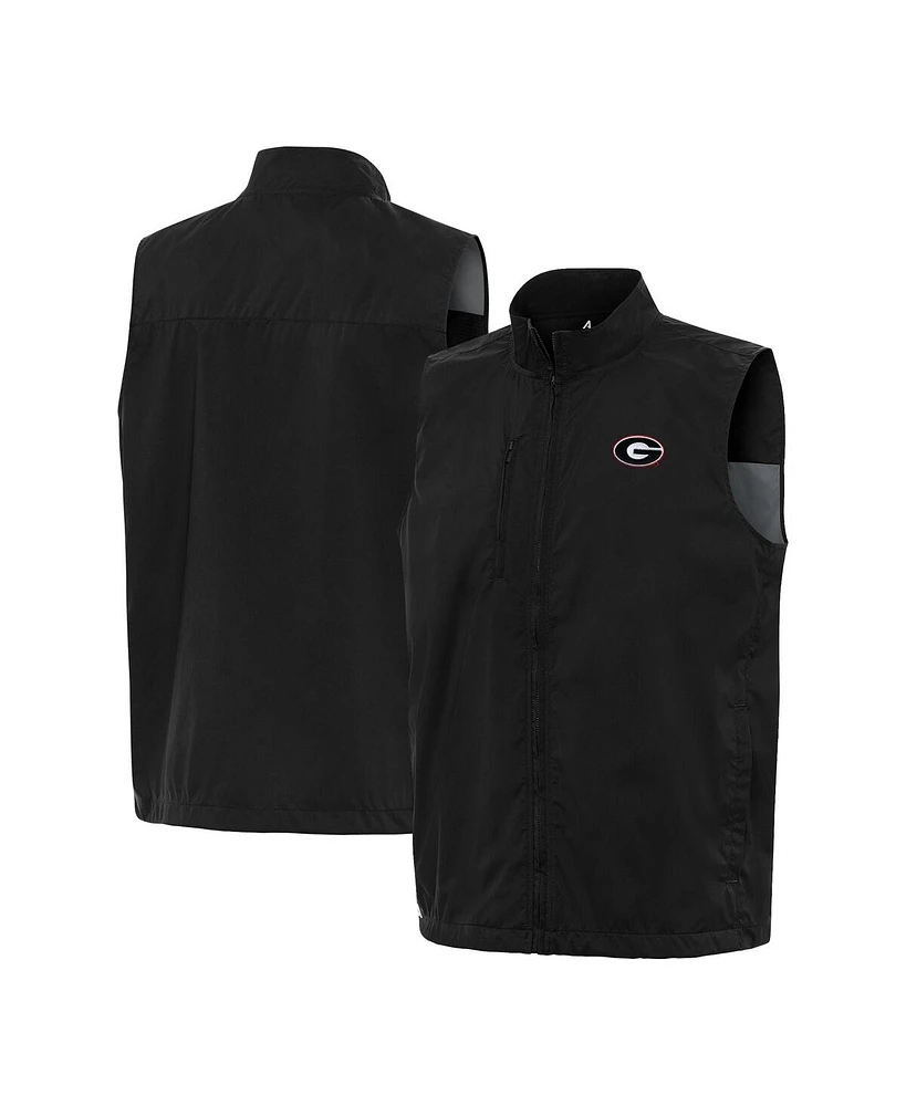 Antigua Men's Black Georgia Bulldogs Brisk Full-Zip Vest