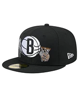 New Era Men's Black Brooklyn Nets State Stitch 59FIFTY Fitted Hat