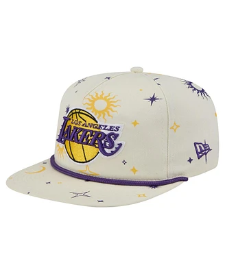 New Era Men's Cream Los Angeles Lakers Lunar Golfer Snapback Hat