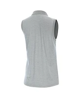 Antigua Women's Heather Gray Detroit Lions Recap Sleeveless Polo Shirt