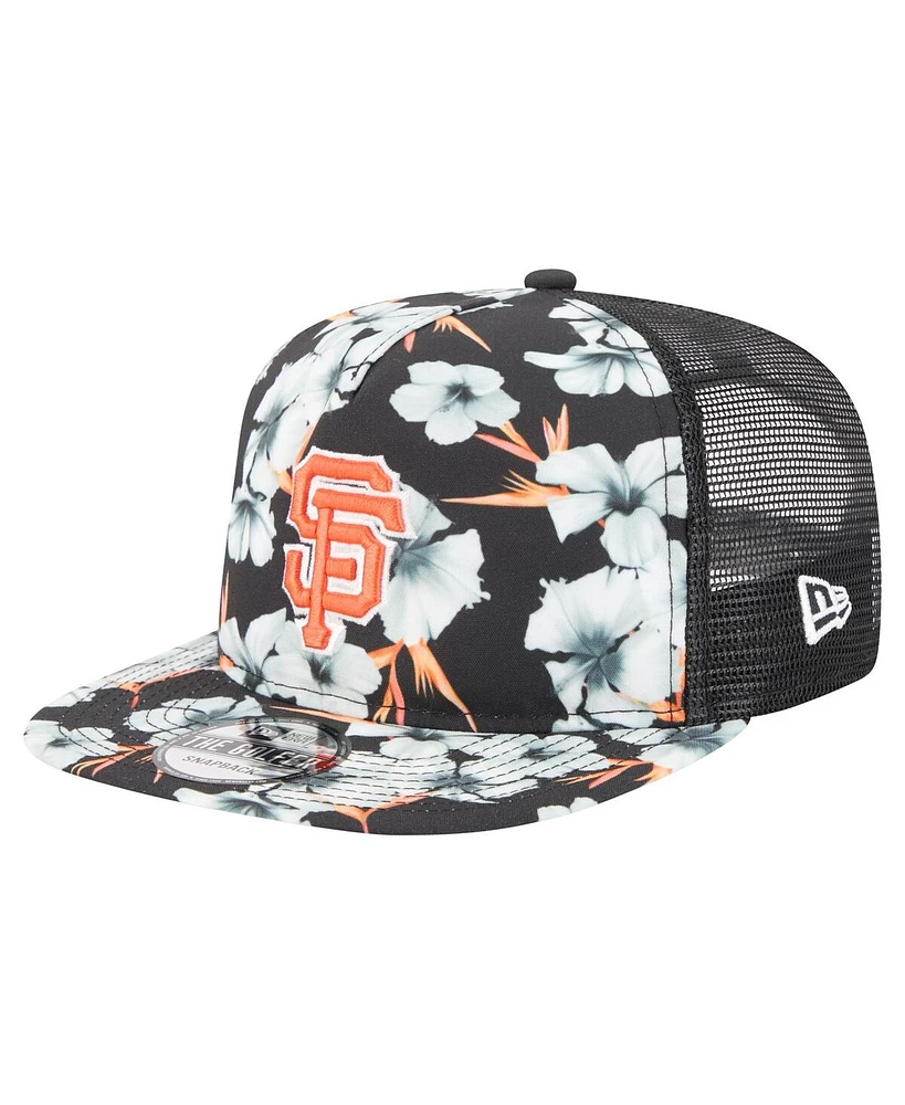 New Era Men's Black San Francisco Giants Adventure Pattern Golfer Trucker Snapback Hat