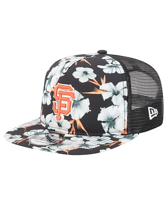 New Era Men's Black San Francisco Giants Adventure Pattern Golfer Trucker Snapback Hat