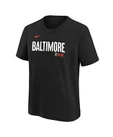 Nike Big Boys and Girls Black Baltimore Orioles City Connect Wordmark T-Shirt