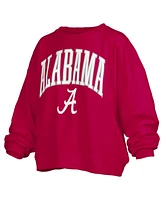 Pressbox Women's Crimson Alabama Crimson Tide Janise Arch Over Logo Waist Length Oversized Pullover Sweatshirt