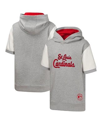 Outerstuff Big Boys and Girls Heather Gray St. Louis Cardinals Line Up Short Sleeve Pullover Hoodie