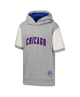 Outerstuff Big Boys and Girls Heather Gray Chicago Cubs Line Up Short Sleeve Pullover Hoodie