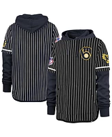 '47 Brand Men's Navy Milwaukee Brewers Pinstripe Double Header Pullover Hoodie
