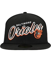 New Era Men's Black Baltimore Orioles Script Sided 59FIFTY Fitted Hat