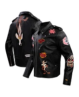 Freeze Max Men's Black Looney Tunes Graphic Biker Full-Zip Jacket