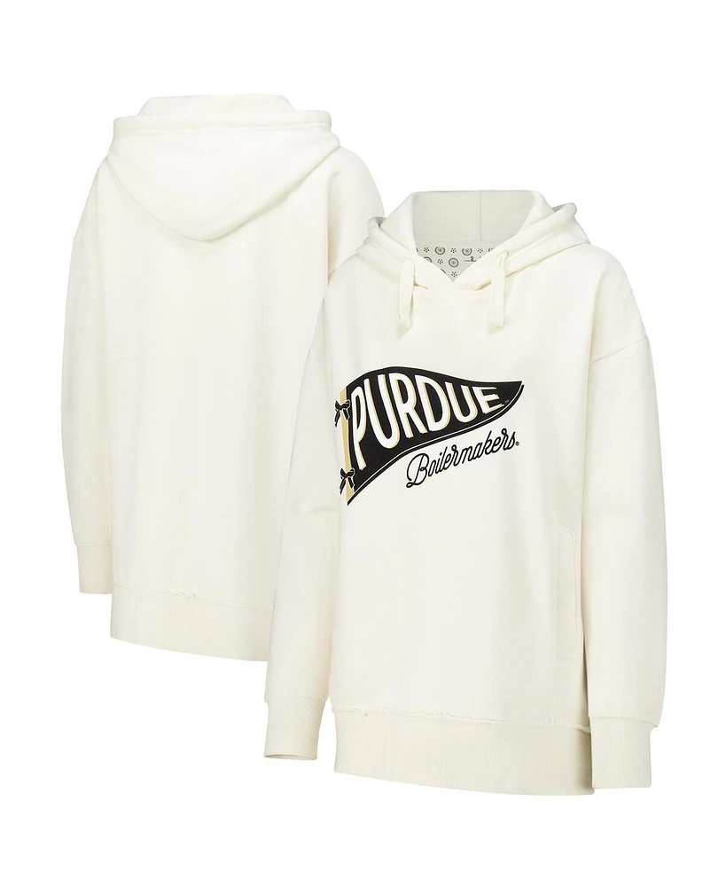 Pressbox Women's Cream Purdue Boilermakers Marni Pullover Hoodie