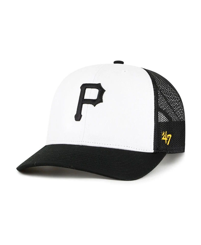 '47 Brand Men's White/Black Pittsburgh Pirates Freshman Trucker Adjustable Hat