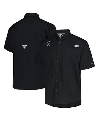Columbia Men's Black Colorado Rockies Tamiami Omni-Shade Button-Down Shirt