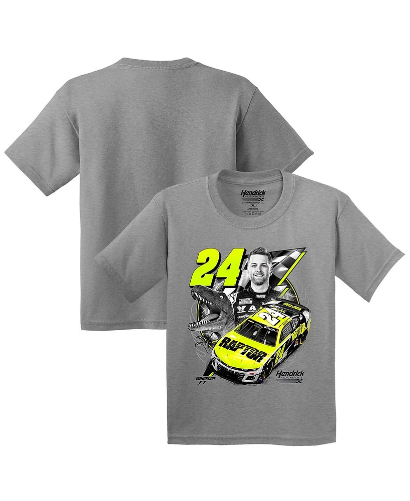 Hendrick Motorsports Team Collection Big Boys and Girls Heather Gray William Byron Car T-Shirt