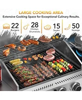 Cowsar Gas Grill,Heavy-Duty Stainless Steel Bbq Grill,4 Burner Gas Grill with Side Burner,42000 Btu Propane Gas Grill for Outdoor Cooking,Barbecue,Gar