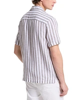 Michael Kors Men's Relaxed-Fit Linen Stripe Shirt