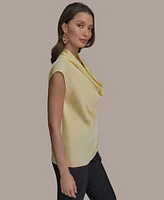 Donna Karan New York Women's Mixed Media Cowlneck Top