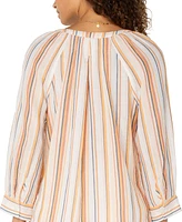 Liverpool Los Angeles Petite Cotton 3/4-Raglan Sleeve Top