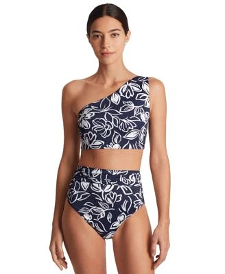 Lauren Ralph Lauren Womens Printed Asymmetric One Shoulder Bikini Top Shirred Waist Bikini Bottoms