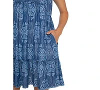 Liverpool Los Angeles Petite Printed Frayed Dress