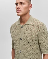 Hugo Boss Men's Sommp Short Sleeve Knitted Textured Button-Front Shirt