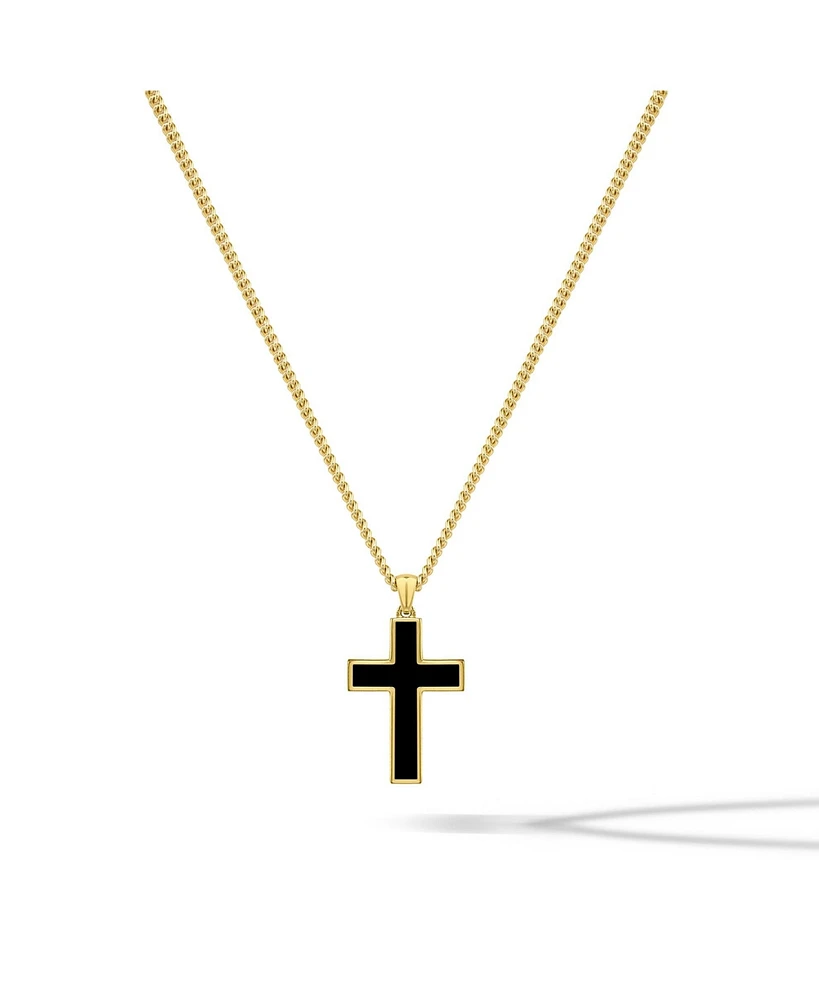 Vincero Men's Stone Cross Pendant Black Onyx 925 Sterling Silver, Regular