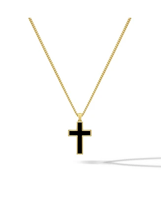 Vincero Men's Stone Cross Pendant Black Onyx 925 Sterling Silver, Regular