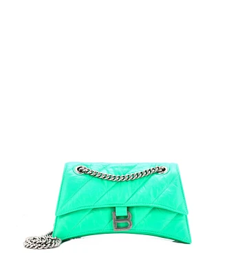 Pre-Owned Balenciaga Small Crush Chain Flap Bag Quilted Crushed Calfskin