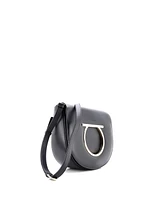 Pre-Owned Salvatore Ferragamo Small Gancini Saddle Flap Bag Leather