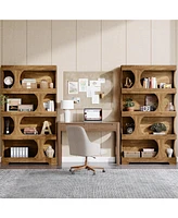 Tribesigns 71" Tall Bookcase Set of 2, 4-Tier S-Shaped Bookshelf, Wood Decorative Storage Shelving, Modern Freestanding Display Shelves, Large Library