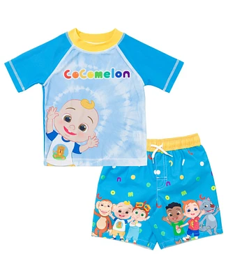 CoComelon Toddler Boys Rash Guard and Swim Trunks Outfit Set