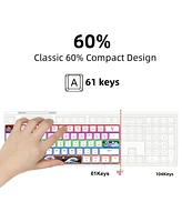 60% Mechanical Gaming Keyboard,61 Keys Blue Switches,Wired Mechanical Keyboard with Led Backlit,Compact Ergonomic Keyboard (White)