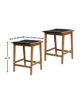 LuxenHome Outdoor Acacia Wood Counter Height Stools, Set of 2