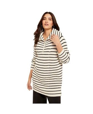 June + Vie Plus Size June + Vie Half-Zip Sweater
