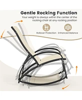 2-in-1 Outdoor Rocking Chair with 4-Position Adjustable Backrest for Patio Porch Poolside