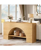 Tribesigns 63 Inches Console Table, Long Arch Entryway Table, 2-Tier Narrow Sofa Stand Behind Couch, Wood Hallway Furniture for Living Room or Foyer,