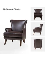 Hardamon Contemporary Leather Arm Chair with Nailhead Trim