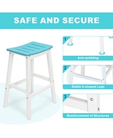 Aoodor Bar Stools Set of 2, 28'' Hdpe Counter Height Stools for Patio, Kitchen Island, Bar & Outdoor Use – Durable Weather-Resistant Saddle Sto