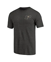 Fanatics Mto Label Men's Black Purdue Boilermakers Left Chest Distressed Logo Tri-Blend T-Shirt