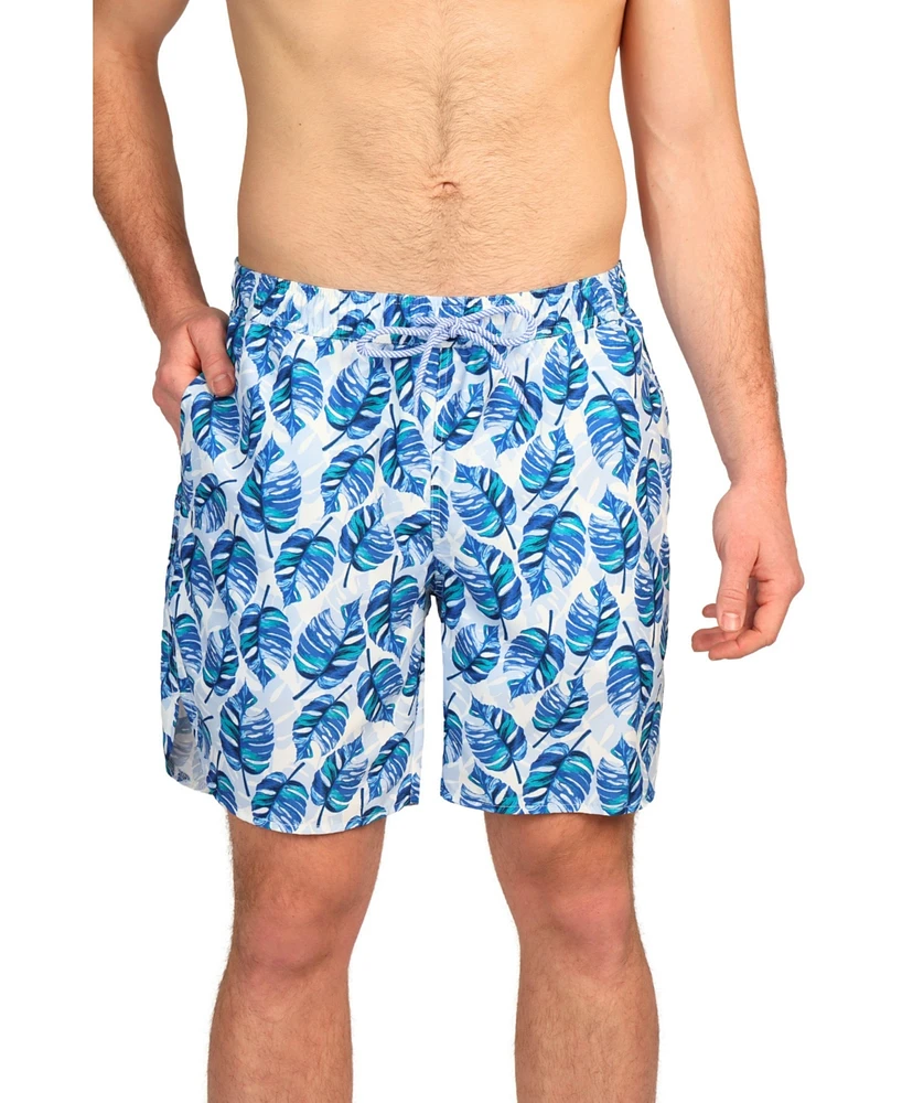 Tailorbyrd Men's Tropical Leaves Swim Shorts