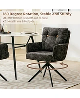 Dyhome Dining Chairs Set of 2, Mid Century Modern Swivel with Arm, Upholstered Accent Chair for Kitchen Living Room, Metal B