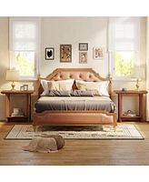 Tribesigns 2 Set End Table for Living Room, 2-Tier Wood Sofa Side Table with Storage and Curved Pedestal, Industrial Bedside Night Stand for Bedroom,